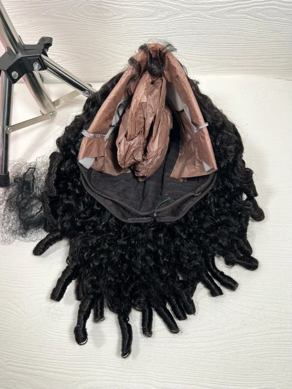 Unice Natural Black Human Hair Curly Finger Coil 16 Inch Wig